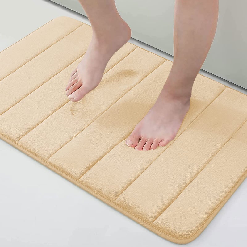 Buganda Memory Foam Bath Mat, 24" x 16", Ultra Soft and Non-Slip Bathroom Rugs, Water Absorbent and Machine Washable Bath Rug for Bathroom, Shower, and Tub, Gold - Image 1